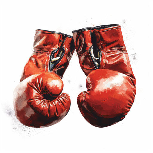 Boxing gloves clipart in the style of oil painting, on white background