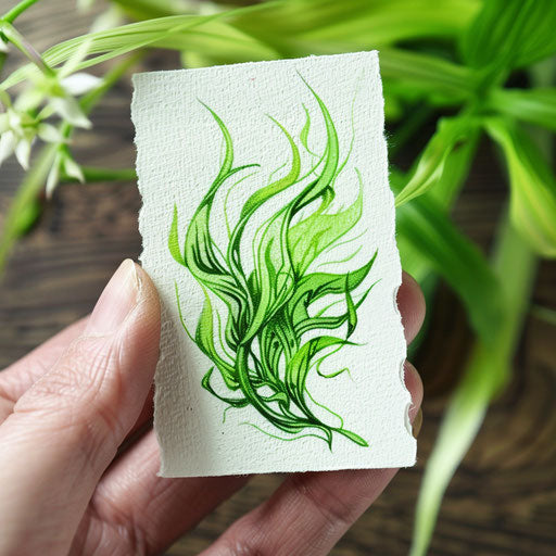 Eco-friendly fire tattoo, green flames symbolizing bioenergy