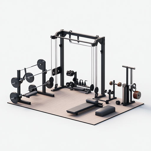 3D gym on flat white background, isolated clipart