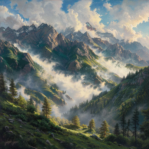 Wasatch Mountains with mist in the valley