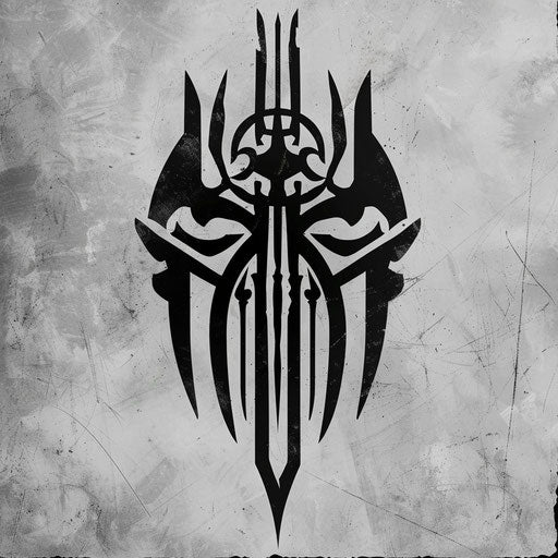 Bold flat tattoo sketch of a sigil for strength