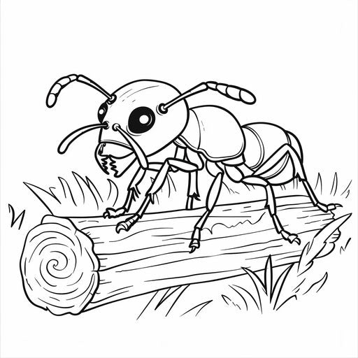 Ant crawling on a log