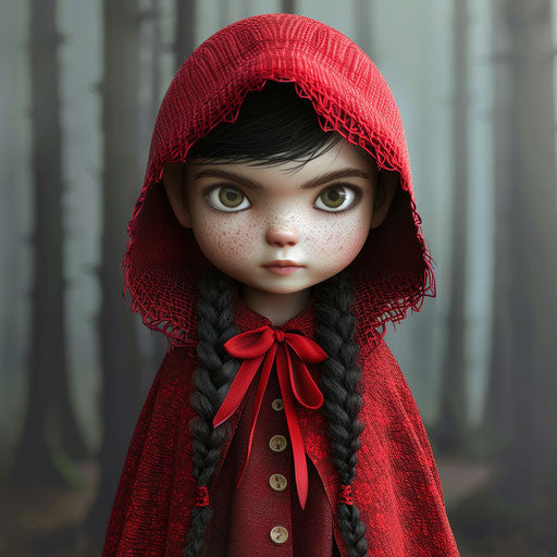 Little red riding hood clipart in photo realistic style