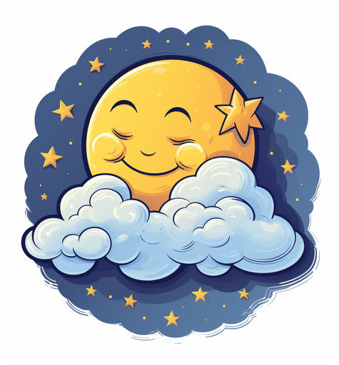 Moonlit night sky with cloud in tattoo style