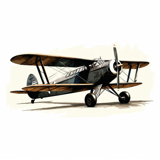 Airplane in Chiaroscuro Art on white background