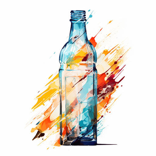 Plastic bottle clipart in the style of Impressionistic Art, on white background