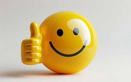 Yellow smiley emoji with thumbs up, john tenniel style