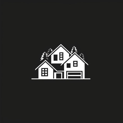 Bold real estate logo with high contrast black and white design