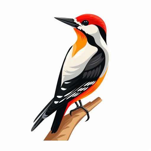 Minimalist woodpecker illustration on white background