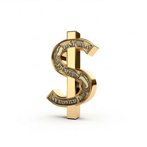 Dollar sign in Minimalist style, on white background