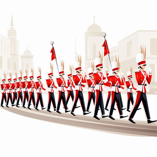Minimalist style parade clipart, on white background