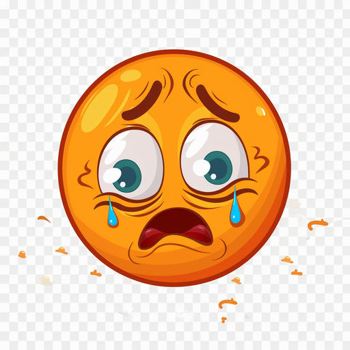 Orange circle with tears, crying face emoji clipart