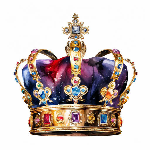 Crown clipart png in the style of Oil painting, on a white background