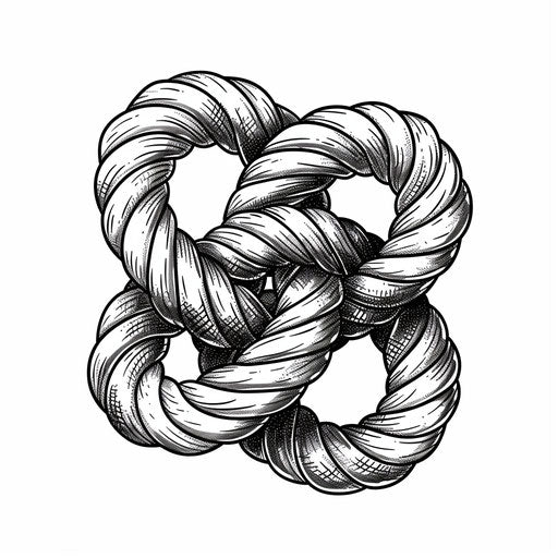 Sailor's knot tattoo in geometric blackwork style