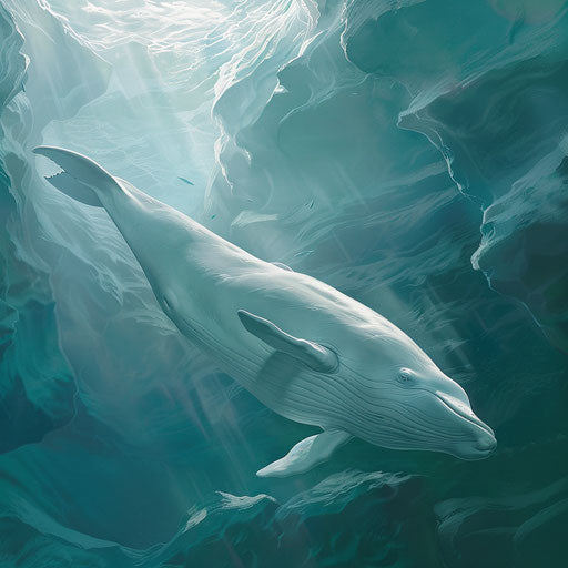 Beluga swimming gracefully under Arctic ice