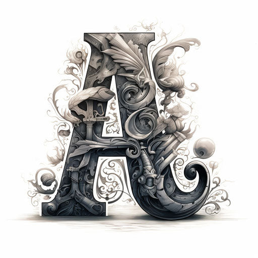 abc illustration in the style of Chiaroscuro Art, on white background