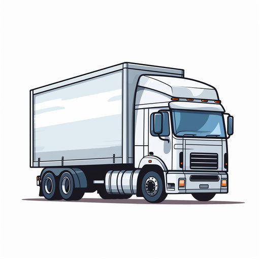 Cartoon truck in Minimalist style, on white background