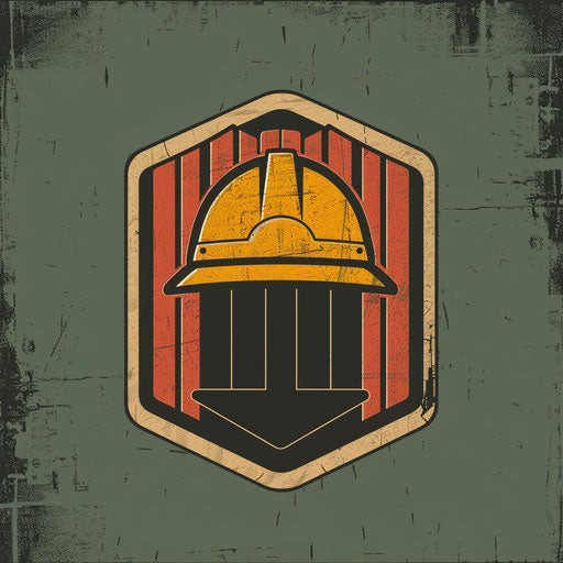 Classic construction emblem with traditional colors on a heritage background