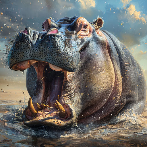Roaring hippo