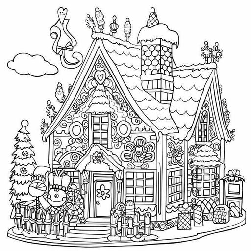 Gingerbread house adorned with candies and icing