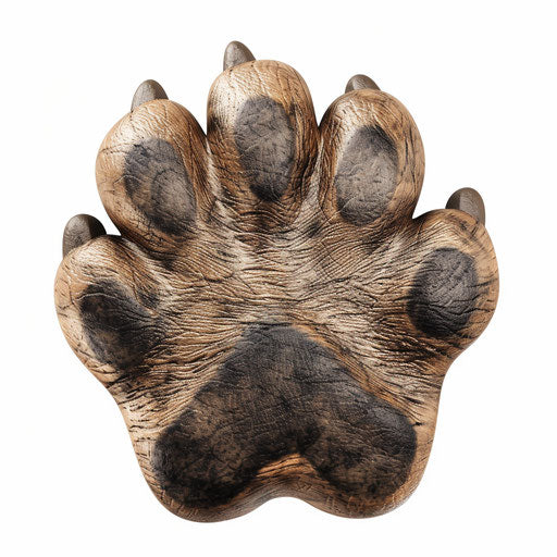 Realistic dog paw illustration on flat white backdrop