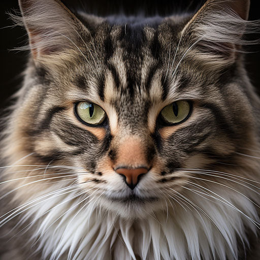 Norwegian forest cat closeup of the face