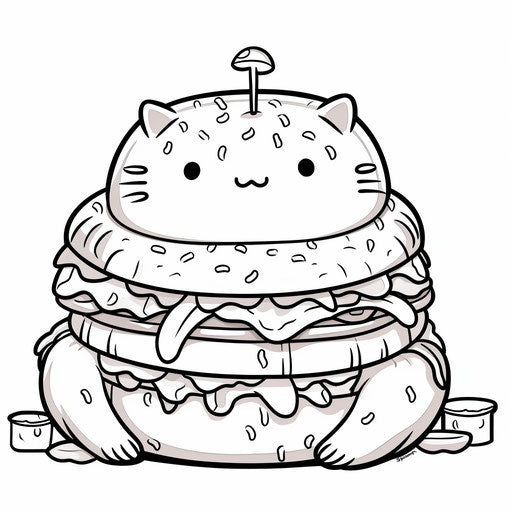 Pusheen Cat Coloring Page Free Rainbow Manga Style