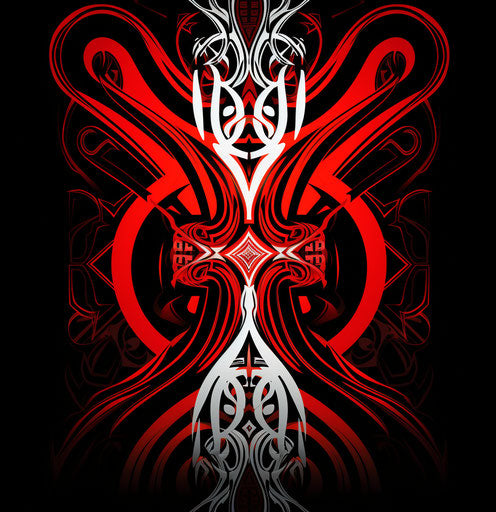 Black and red tribal designs, classic tattoo motifs