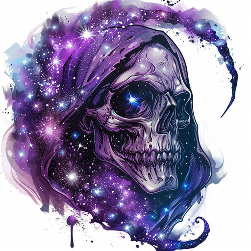 Cosmic reaper death seal with starry skies and nebula patterns