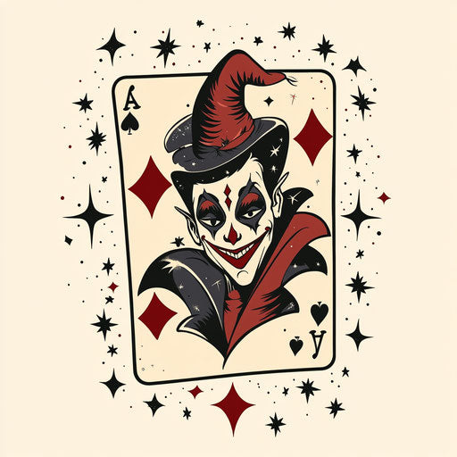 Stylish joker card tattoo with playful enchantment