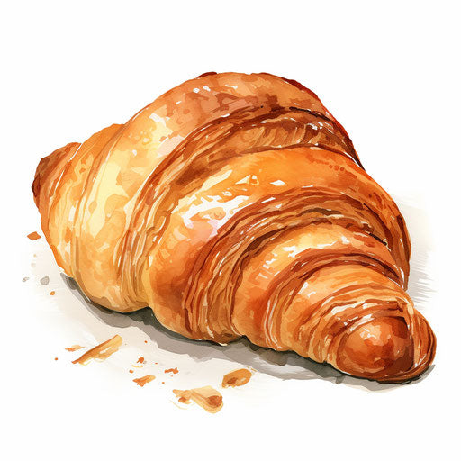 Croissant clipart in Oil painting style on white background