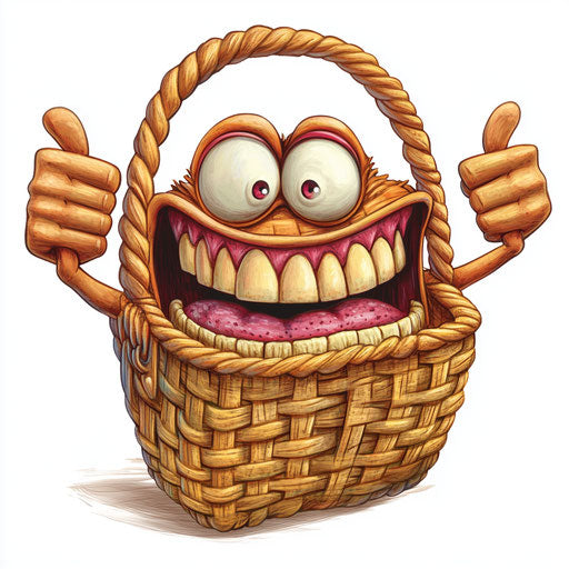 Editable Picnic Basket Caricature Clipart for Custom Designs