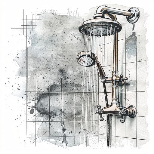 Realistic shower illustration on flat white background