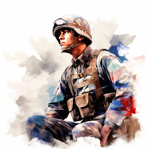 Veterans Day clipart in the style of Impressionistic Art, on a white background