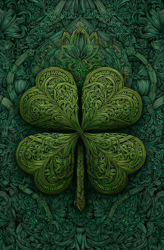 Digital art of an intricate four-leaf clover design