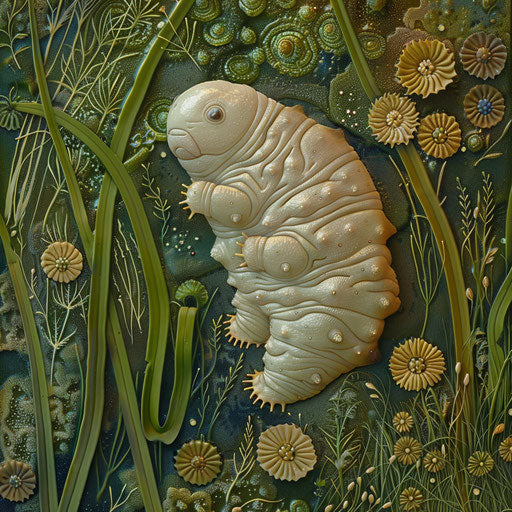Tardigrade in a lush microscopic grassland