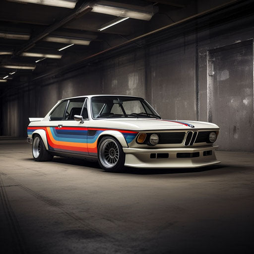 Classic racing car with racing stripes