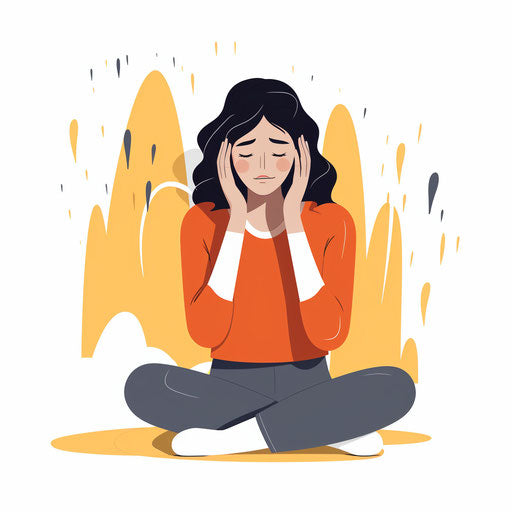 Minimalist style anxiety illustration, on white background