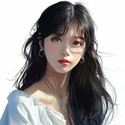 Anime clipart in photo-realistic style with flat white background