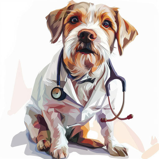 Realistic veterinarian clipart on flat white background
