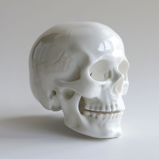 White shiny skull head, gamercore style