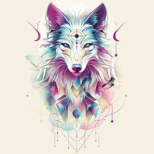 Ethereal geometric wolf tattoo sketch