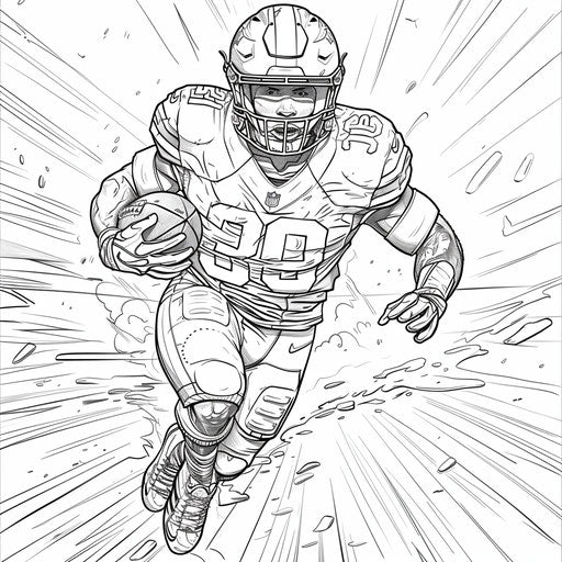 Heroic football player with epic elements in the style of Mark Schultz