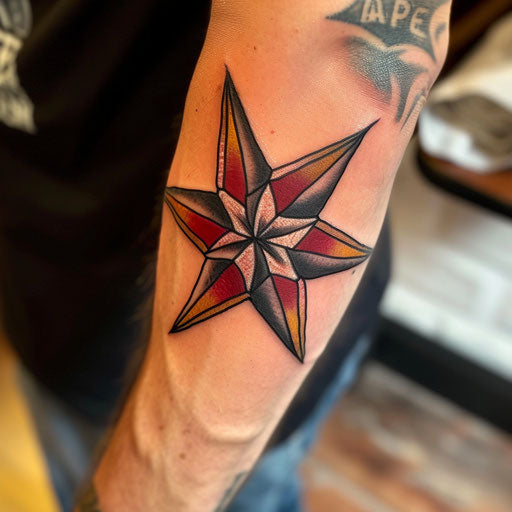 Classic nautical star tattoo in traditional American style