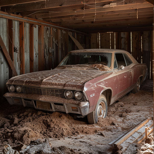 1967 Chevy Bel Air barn find, covered in dust and rust waiting to be restored