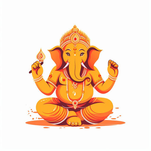 Minimalist style Ganpati clipart on white background
