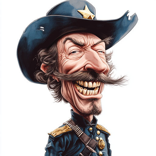 Bold George Custer Caricature Clipart for Advertising Campaigns