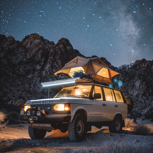 Fully equipped 1994 off-road SUV camping under the stars