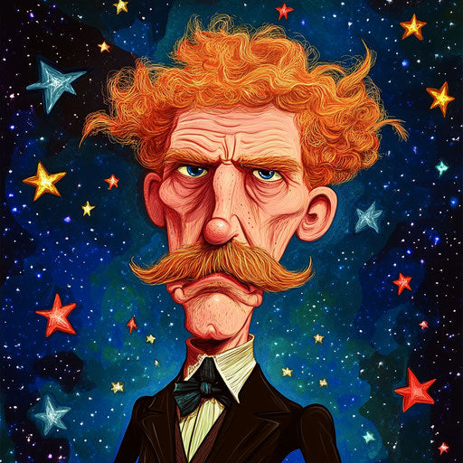 Distinctive Ambrose Bierce Caricature Clipart for Unique Gifts