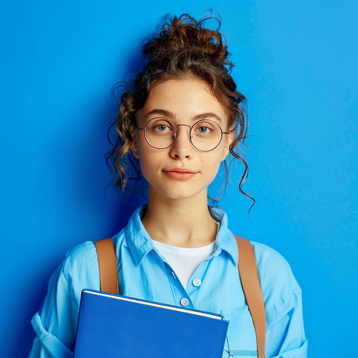 Realistic teacher teaching clipart on royal blue backdrop